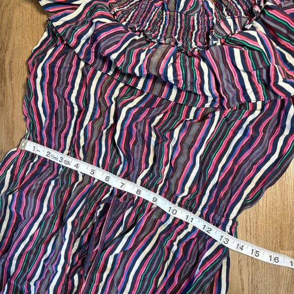 Figue Mirella Striped Midi Dress Love Stripe Maya M medium silk off shoulder - Picture 10 of 11